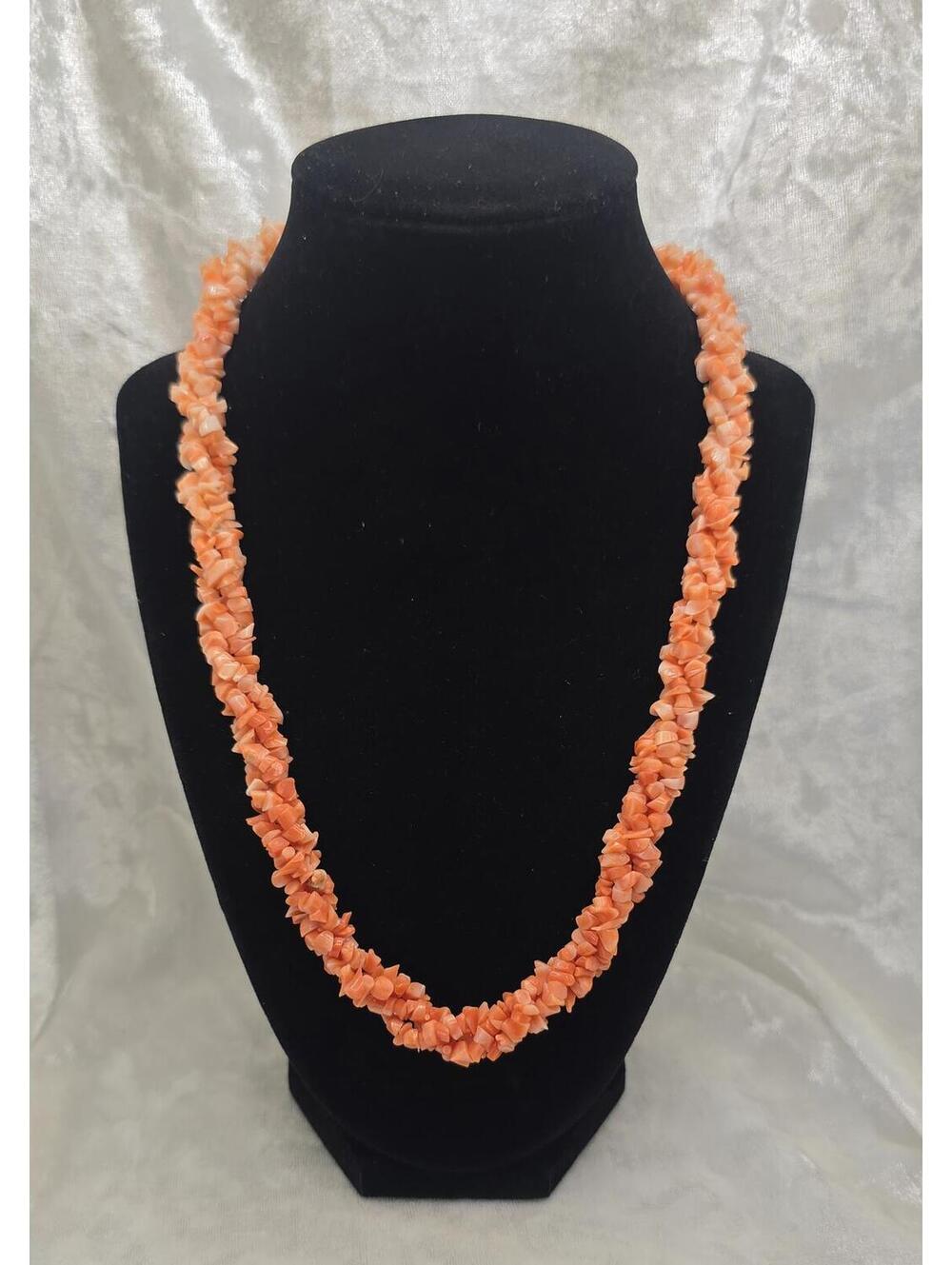 Vintage Coral Chip Necklace Natural Coral Beaded Necklace Salmon Pink Coral